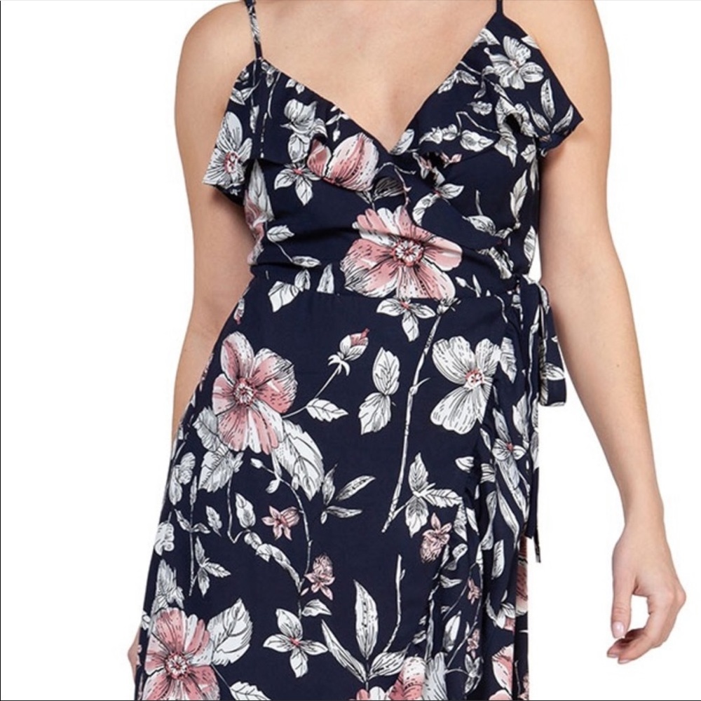 DEX The Dress Shop Navy/Pink Floral Midi dress NWT